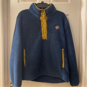 Cozy Fleece Jacket - Navy and Mustard